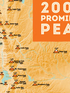 Utah 2000' Prominence Peaks Map Poster - cream & orange