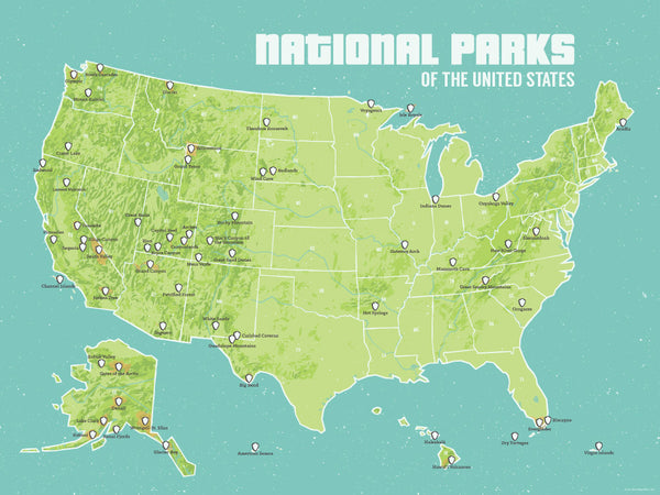 US National Parks Map 18x24 Poster - Best Maps Ever