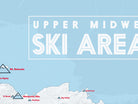 Upper Midwest Ski Areas Resorts Map Poster - white & light blue