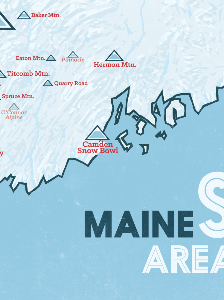 Maine Ski Resorts Map 18x24 Poster