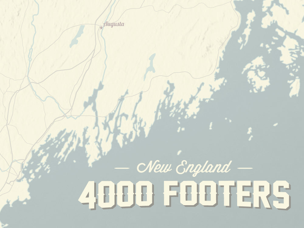 New England 4000 Footers Map Poster - Beige & Slate