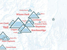 Colorado Ski Resorts Map Poster - white & light blue