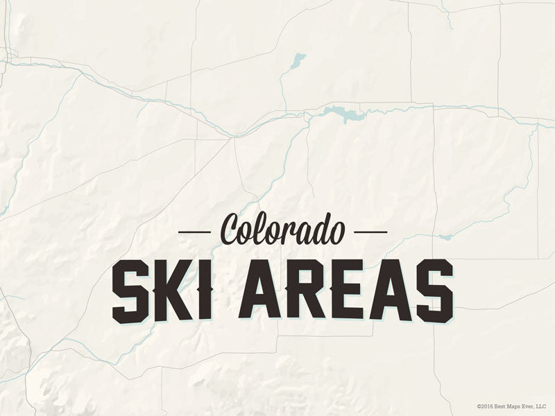 Colorado Ski Resorts Map Poster - beige