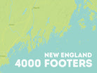 New England 4000 Footers Map Poster - green & aqua