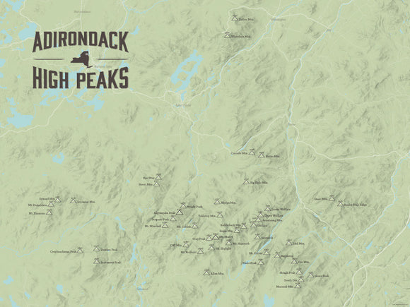 Adirondack High Peaks Map 18x24 Poster