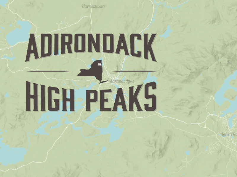 Adirondack High Peaks 46ers Map Poster - Sage