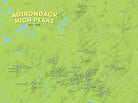Adirondack High Peaks 46ers Map Poster - Bright Green