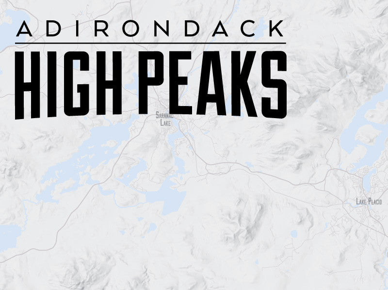 Adirondack High Peaks 46ers Map Poster - Gray