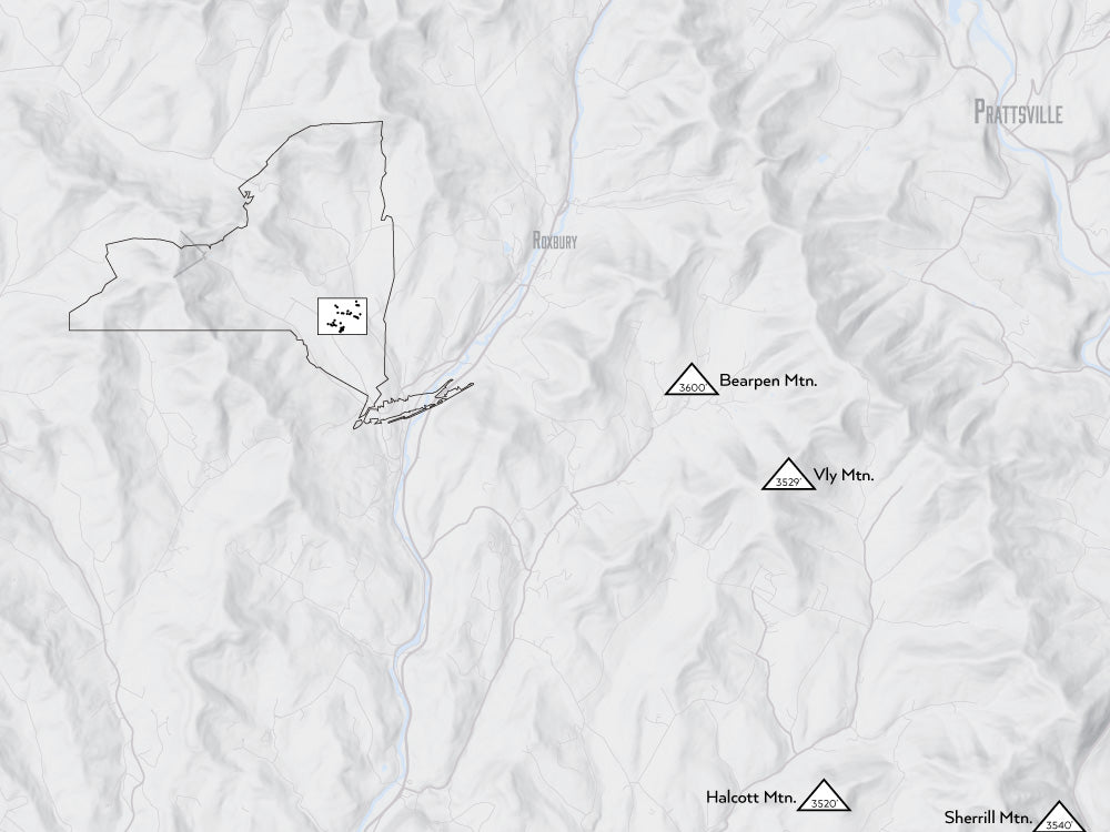 Catskill High Peaks map poster - gray