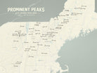 Northeast USA Prominent Peaks Map Poster - Beige & Slate