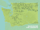 Washington Fire Lookouts map poster- green & aqua