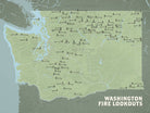 Washington Fire Lookouts map poster- sage & olive