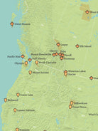 North America National Parks map poster - green & aqua