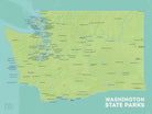 Washington State Parks Map Poster - green & aqua