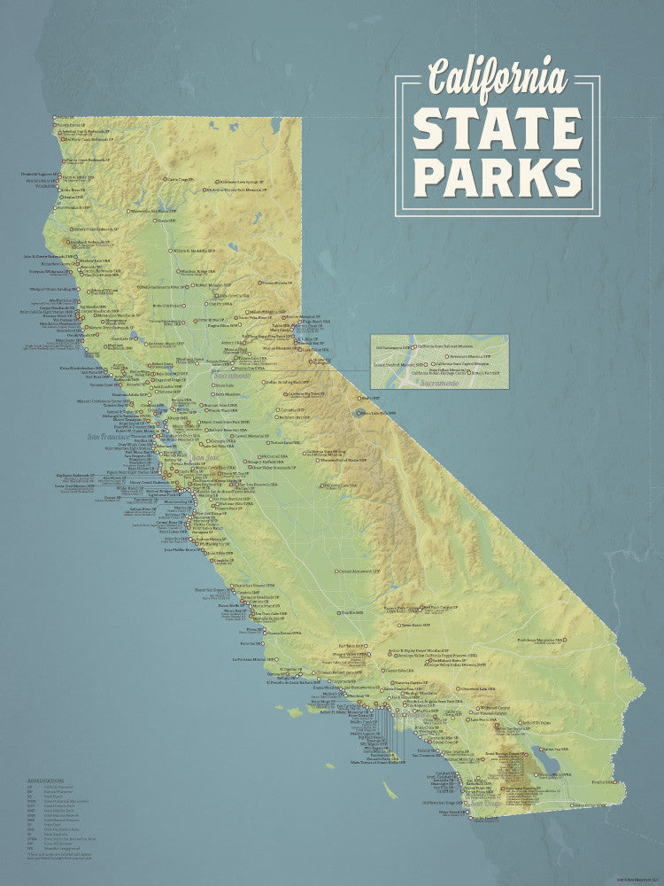 California State Parks Map Poster - natural earth