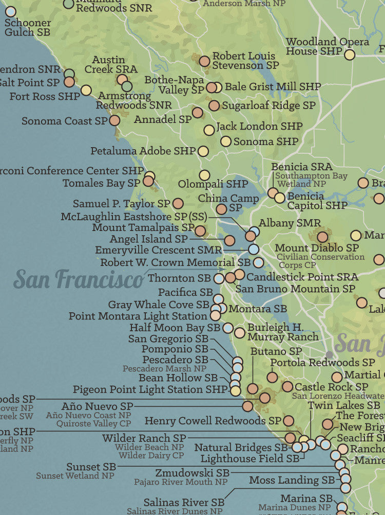 California State Parks Map Poster - natural earth