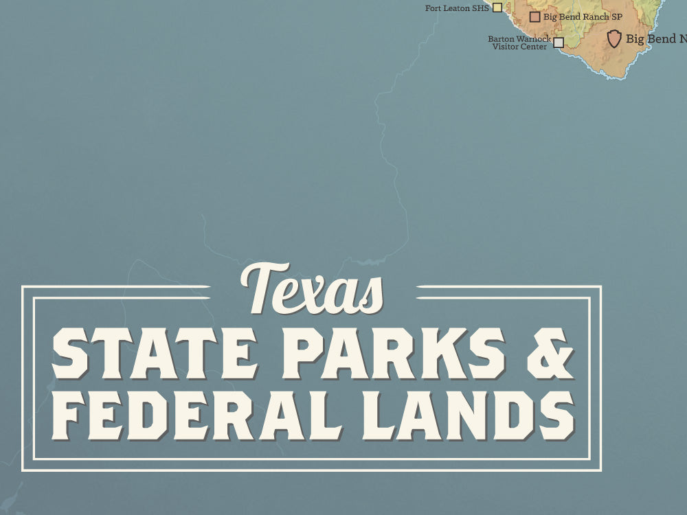 Texas State Parks & Federal Lands map poster - natural earth