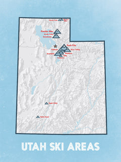 Utah Ski Resorts Map 18x24 Poster - Best Maps Ever
