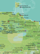 Minnesota State Parks, Federal Land, Public Land Map Poster - green & aqua