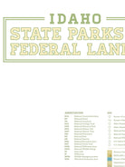 Idaho State Parks & Federal Lands Map Poster - natural earth