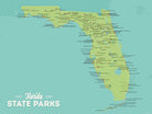 Florida State Parks Map Poster - green & aqua