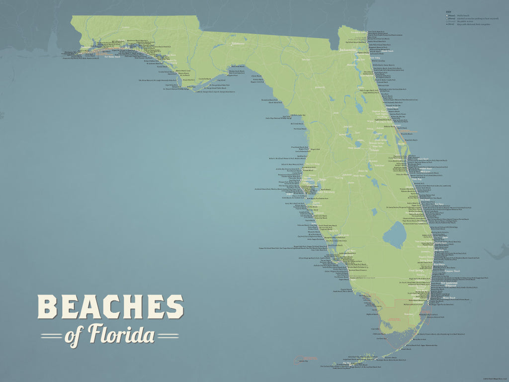 Florida Beaches Map Poster - natural earth