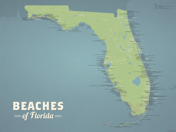 Florida Beaches Map 18x24 Poster