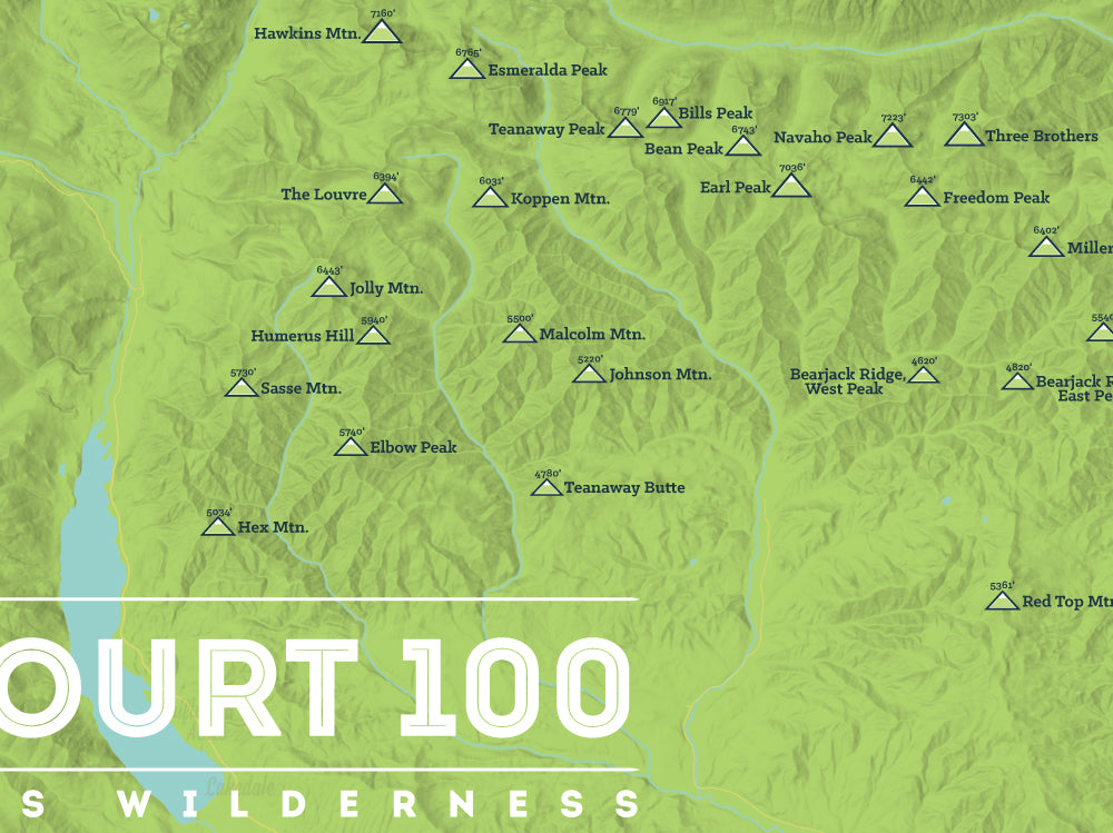 Wenatchee, Washington 'Back Court 100' Map Poster - bright green