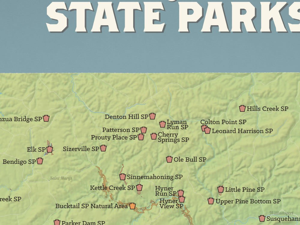 Pennsylvania State Parks Map Poster - natural earth