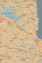 New Hampshire State Wall Map 24x36 Poster - tan & slate blue