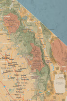 California State Wall Map 24x36 Poster - tan & slate blue