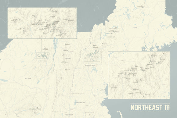 Northeast 111 4000 Footers Map 24x36 Poster