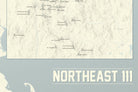 Northeast 111 4000 Footers Map Poster - beige & slate