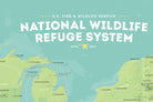 US National Wildlife Refuge System map poster - green & aqua