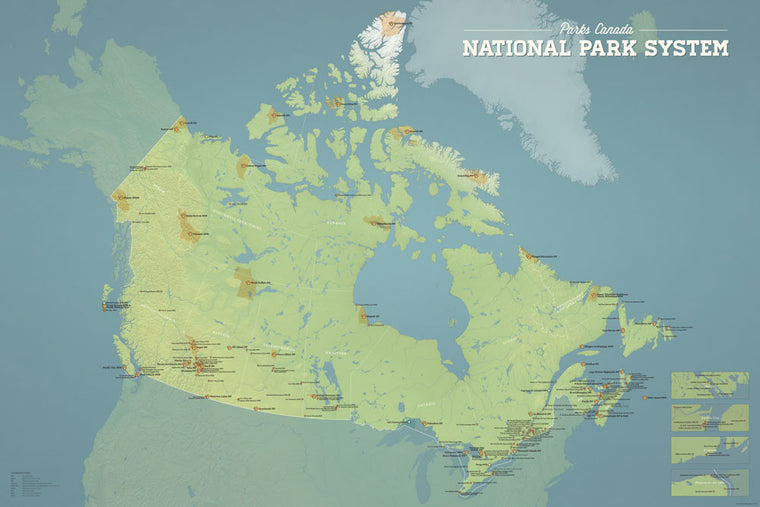 Canada National Park System map poster - natural earth