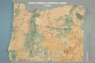 Oregon State Parks & Federal Lands Map Poster - camel & slate blue