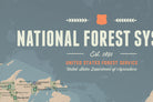 USA National Forest System Map Poster - tan & slate blue