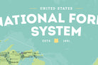 USA National Forest System Map Poster - green & aqua