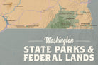 Washington State Parks & Federal Lands Map Poster - camel & slate blue