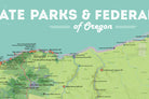 Oregon State Parks & Federal Lands Map Poster - green & aqua