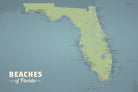 Florida Beaches Map Poster - natural earth