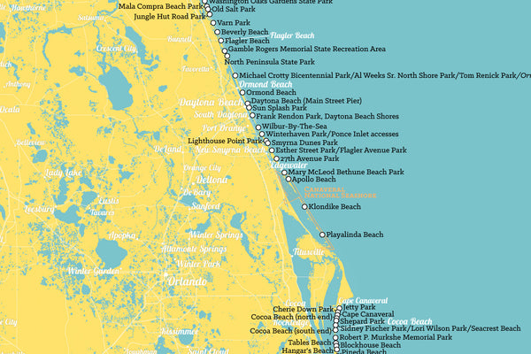 Florida Beaches Map 24x36 Poster - Best Maps Ever