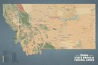 Montana State Parks & Federal Lands Map Poster - tan & slate blue