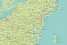 USA Road Trip & Travel Highway Tracing Map - green & aqua