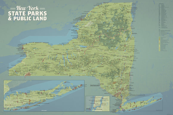 New York State Parks & Public Land Map 24x36 Poster