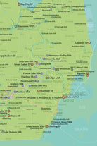 Michigan State Parks, DNR State Land, Federal Public Lands Map Poster - green & aqua